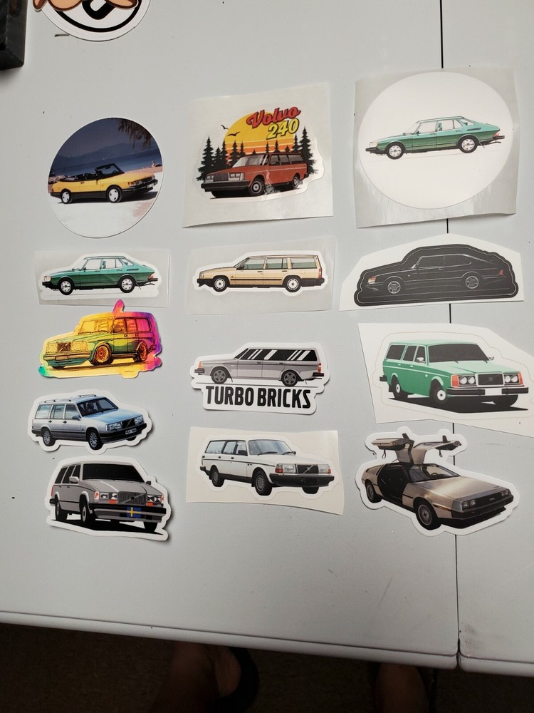 Rare VOLVO “TURBO BRICK” 240 245 STICKERS VARIETY PACK SAAB DELOREAN