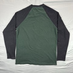Orvis Long Sleeve Pullover Shirt Mens Medium Green Black Colorblock Fisherman