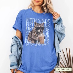 Personalized Fifth Grade Teacher Shirt Raccoon Iced Coffee Funny Teacher Gift