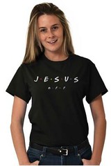 Retro Christian Faith Pop Culture Jesus BFF Womens or Mens Crewneck T Shirt Tee