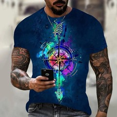 Camiseta Con Estampado 3d De Brújula Para Hombre Camisa Corta Moda Hip-hop Lujo