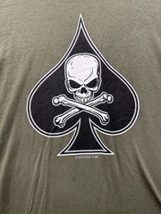 Vintage Rothco T Shirt Mens 3XL Olive Green Skull Crossbones Black Ink Design