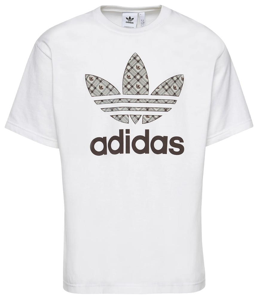 Rare – Adidas Originals Shirt Retro Trefoil Tartan T-Shirt White Brown Small NWT