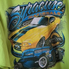 Rare Grail 2014 Syracuse Nationals Neon Green Racing Hotrod T-Shirt, Men’s XXL