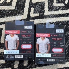 Tru Fit Men’s Cotton Knit V-Neck T-Shirt 2 Pack, Lot Of 2, Men’s M, Wht, NIB