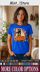 Cat Black Pumpkin Shirt, Cute Halloween Cat Lover Graphic Tee