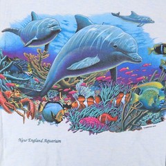 Vintage 90s Habitat Wrap Around Nature Fish Sea Ocean T Shirt M All Over Print
