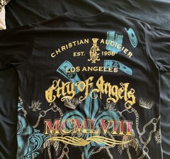Brand New With Tags Christian Audigier Black Multi Colored Shirt Size M