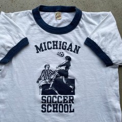 Vintage 1987 Michigan Soccer School T-Shirt Ringer Men’s Small Regular Fit