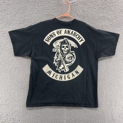 VINTAGE Sons of Anarchy T Shirt Men Extra Large Black Biker Motorcycle Michigan