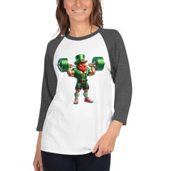 Bodybuilder Muscular Leprechaun 3/4 Sleeve Shirt St. Patrick’s Day Irish Luck