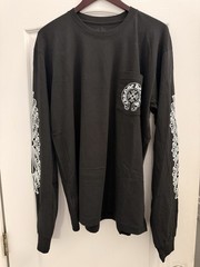 NEW Chrome Hearts Men’s XL Black Long Sleeve Graphic Logo Pocket Crew T-Shirt