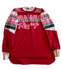 Vintage 70s 80s Yamaha Racing USA Motorcycle Motocross Jersey Red Spellout Large