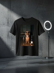 Unisex Dachshund Drinking Champagne Funny Fathers Day Graphic T Shirt Gift