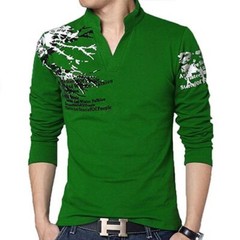 Flower Print T Shirt – Mens Fashion V Neck Long Sleeve Shirt Top Clothes Tee 5XL