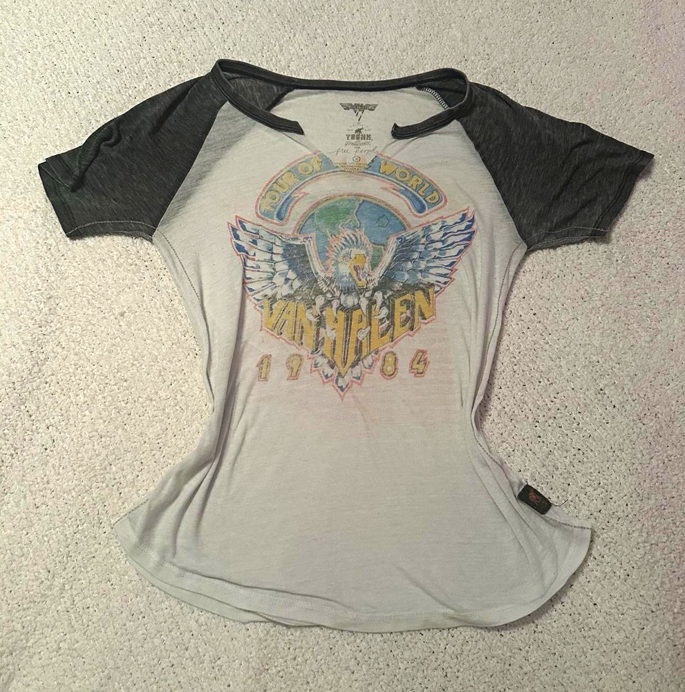 AUTHENTIC Trunk Ltd Van Halen Tour of the World 1984 Raglan Tee Double-Sided S