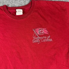 Gildan T-Shirt Mens Size L Red University of South Carolina Gamecocks Skeleton
