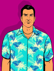 Tommy Vercetti Cosplay Shirt GTA Vice City Hawaiian Retro Summer Men Beach Shirt
