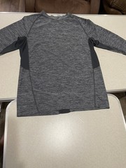 MEN’S SIZE LARGE : RUSSELL BRAND GREY STRIPE BREATHABLE TEE – LONG SLEEVE SHIRT