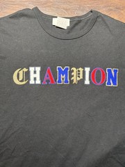 Champion Men’s Large Black T-Shirt Multicolor Old English Spellout Vintage Logo