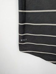 BYLT Drop Cut Lux Men’s Athletic Gray Striped Tee Shirt Size Large