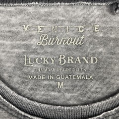 VTG Y2K Lucky Brand Venice Burnout Graphic T-Shirt Men’s M Gray Skull Poker Card