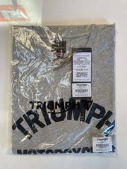 Triumph Motorcycles T-Shirt Mens Medium Burnham Gray Marl Spellout Logo Cotton