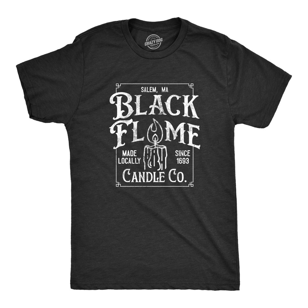 Mens Black Flame Candle Co T Shirt Funny Spooky Halloween Candles Company Tee