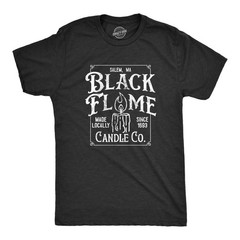 Mens Black Flame Candle Co T Shirt Funny Spooky Halloween Candles Company Tee