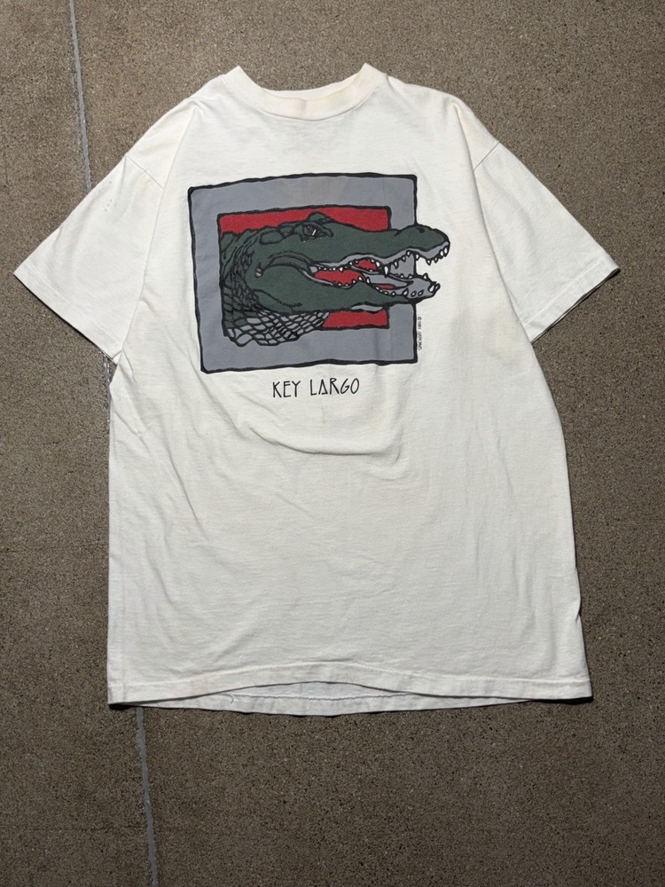 Vintage 1991 Artforms Key Largo Alligator Graphic T-Shirt Hanes Beefy-T Size L