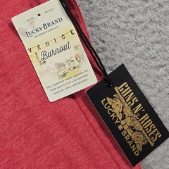 LUCKY BRAND Guns n Roses Mens Large Red Distressed Casual Music Rock Metal NWT