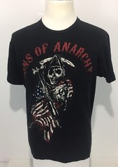 Sons Of Anarchy Men’s Medium Shirt Black Unique Graphics USA Flag Rare