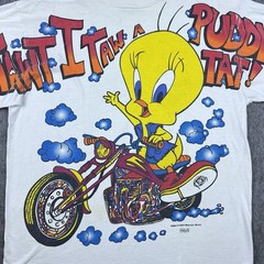 Vtg 90’s Tweety Bird Sylvester Men’s T-Shirt Motorcycle Double Graphic Size XL