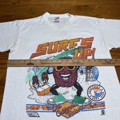 Vintage 80s California Raisins Tour Band Shirt Single Stitch Surf Raw Edge Hem L