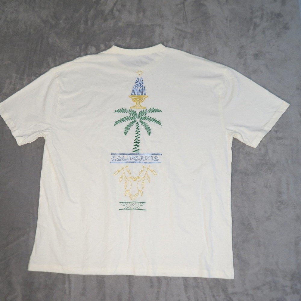 ASOS Design Mens XXXL Cream Oversized California Palm Tree Embroidered T-Shirt