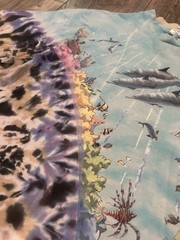 VINTAGE Liquid Blue Ocean Shirt XL Tie Dye All Over Print Nature Dolphin 1990