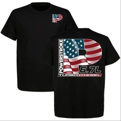 Powerstroke 6.7L Turbo Diesel USA Flag T-shirt, Truck & Car Enthusiast Shirt, Pe