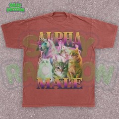 Alpha Male Kitten Meme Mens Tee, Retro Unicorn Cat Shirt, Sarcastic Cat Dad Gift