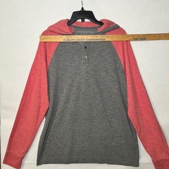 Banana Republic Vintage Men’s Large Grey Red Preppy Raglan Henley Hoodie Shirt