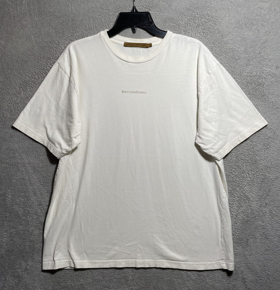 British India Adventurer Shirt Mens T Shirt White Solid XL Cotton Short Sleeve