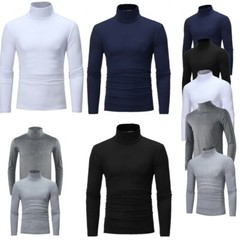 Men Turtleneck Pullover Long Sleeve Jumper Top Warm Casual Slim Fit T-Shirt Soft