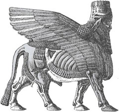 Assyrian Winged Bull T-shirt Sumaria, Gray,Khaki,White,Yellow.Size S-XXXL.