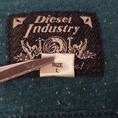 Diesel Industry Short Sleeve Knit Henley Shirt Green Blue Speckled Men’s Large