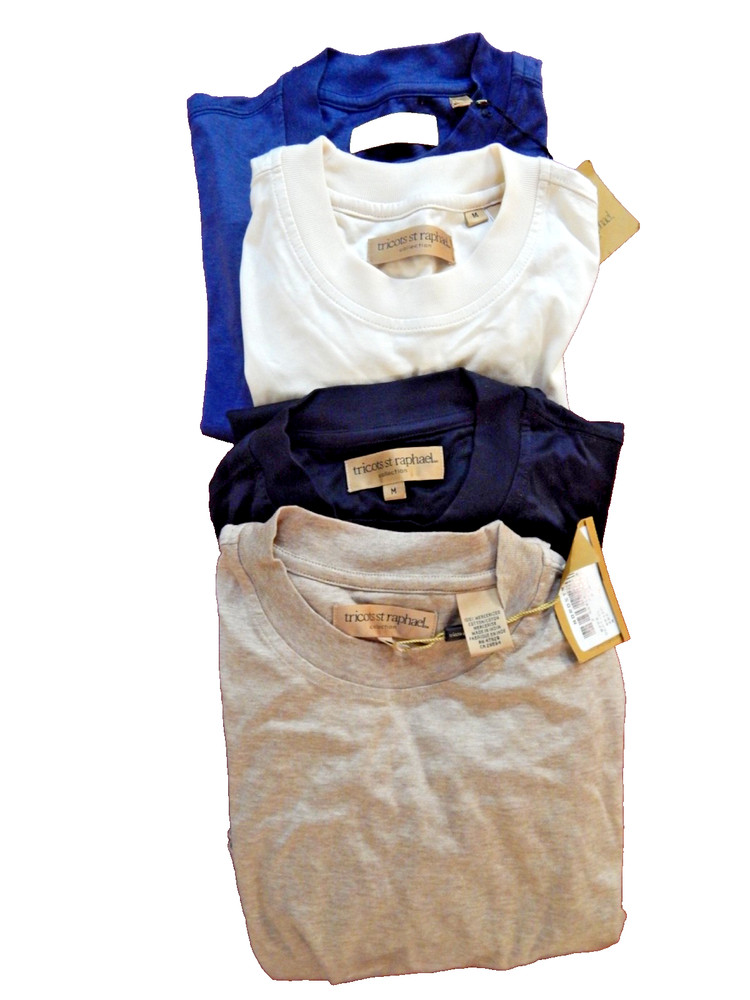Lot of 4 Tricots St Raphael Mercerized Cotton Crewneck T-Shirts – Medium – NEW