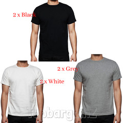 Mens Tshirt Crew Neck T-Shirt T Shirt Top Plain Cotton Short Sleeve Summer Pack
