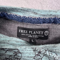 Free Planet T-Shirt Mens L Teal Blue Floral Space Dye Crewneck FT9S74TLB