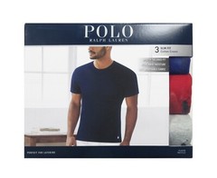 Polo Ralph Lauren Men’s Blue-Red-Gray Slim Fit Crew-Neck 3 Pack T-Shirts