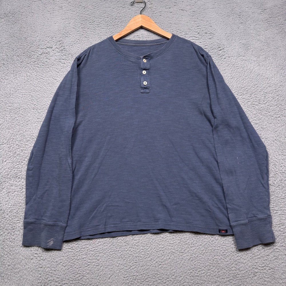 Faherty Henley Shirt Mens XL Blue Long Sleeve Outdoor Preppy Beach Cotton
