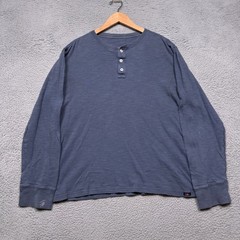 Faherty Henley Shirt Mens XL Blue Long Sleeve Outdoor Preppy Beach Cotton