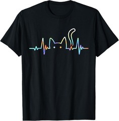 Heartbeat Cat Lover Animal Silhouette Cute Cat T-shirt Sweartshirt